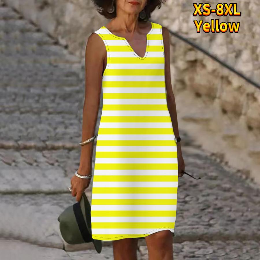Женское летнее платье в полоску зебры с v-образным вырезом, повседневное модное платье без рукавов, повседневное свободное сексуальное платье размера плюс XS-8XL