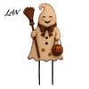 Spooky Pumpkin Yard Signs Halloween Cute Ghost Ground Stakes, Metal Art Sculpture with Pumpkin/Broomstick Elements for Outdoor Garden Stakes Lawn And