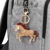 Подвеска-брелок Сверкающие стразы Дизайн лошади Металлическое кольцо для ключей Декоративный держатель для ключей Сумка