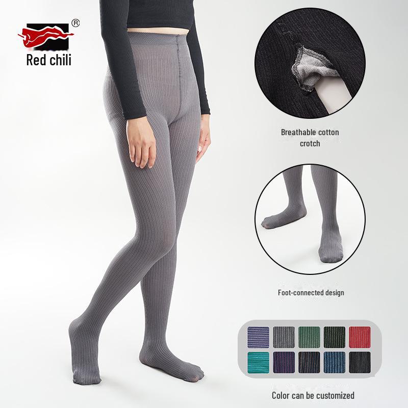 Носки Red Pepper Velvet — теплые колготки плотностью 120D на осень/зиму с утягивающим эффектом, поддержкой бедер и вертикальными полосками.