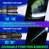 High Power Long Range LED Flashlight Zoomable Type-C Rechargeable Tactical Handheld Light for Outdoor Camping Fishing
