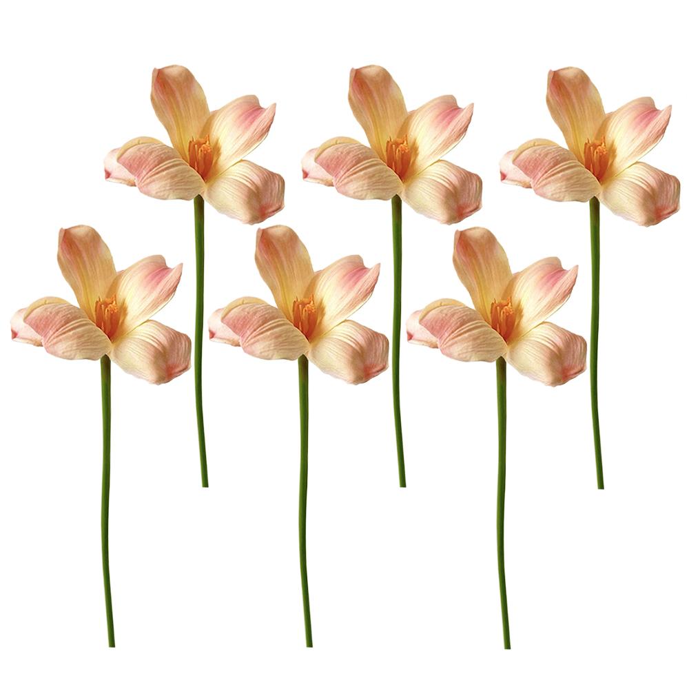 6pcs Artificial Opening Tulips, DIY Flowers Bouquet, PU Tulips Flower, Flower for Home Bedroom Wedding Home Decoration