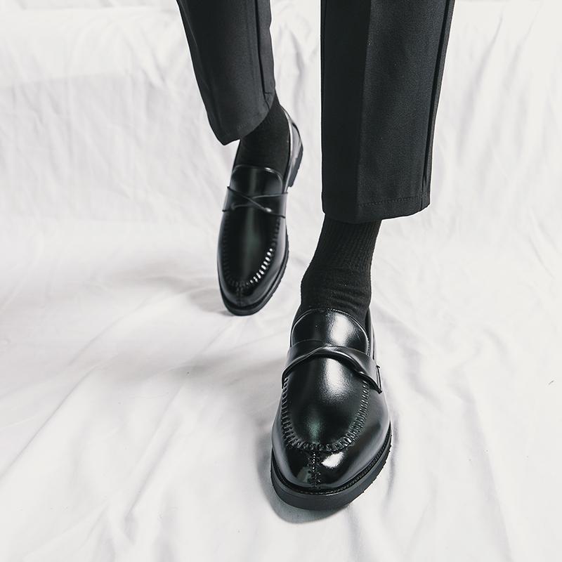 Fashion Quality Stitching Leather Shoes Brand Men Wedding Loafers Business Casual Office Work Shoes Men's Classic Pointy Men Dress Shoes