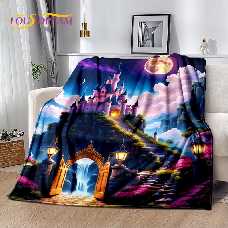 Fairyland Fairy Tale Castle Mysterious Gothic Dream Cartoon Soft Blanket,Soft Throw Blanket for Home Bedroom Bed Sofa Child Gift