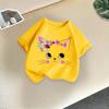 Summer Kids T Shirt Flower Cat Graphic Shirt Girls Floral Kitty Tops White Short Sleeve Wild Tee Cute Animal Cartoon Cat T-shirt