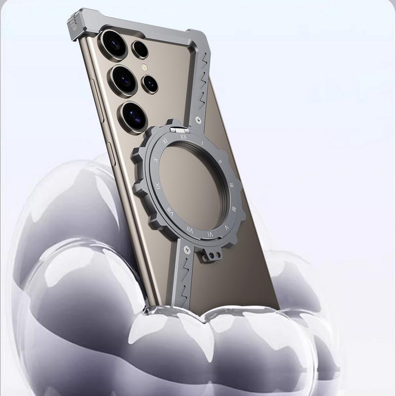Z Shape Aluminum Alloy Frameless Magnetic Bracket Phone Case For Samsung S25 S24 Ultra S23 Ultra S22 Ultra Shockproof for Magsafe Cover