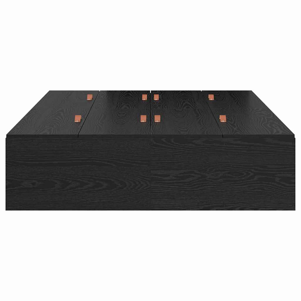 Storage Bed Frame Black Oak Effect 120 x 190 cm