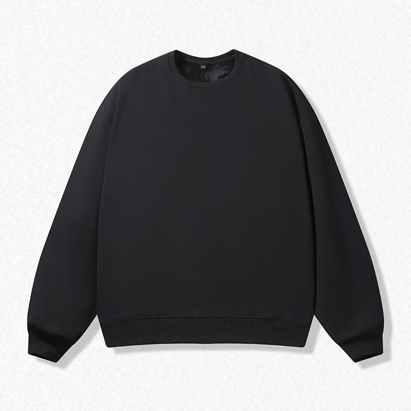 Pure Cotton Round Neck Sweatshirt for Men and Women Solid Color Loose Large Size Casual Sports Jacket Sweatshirt Couples Top Long Sleeve T-shirt