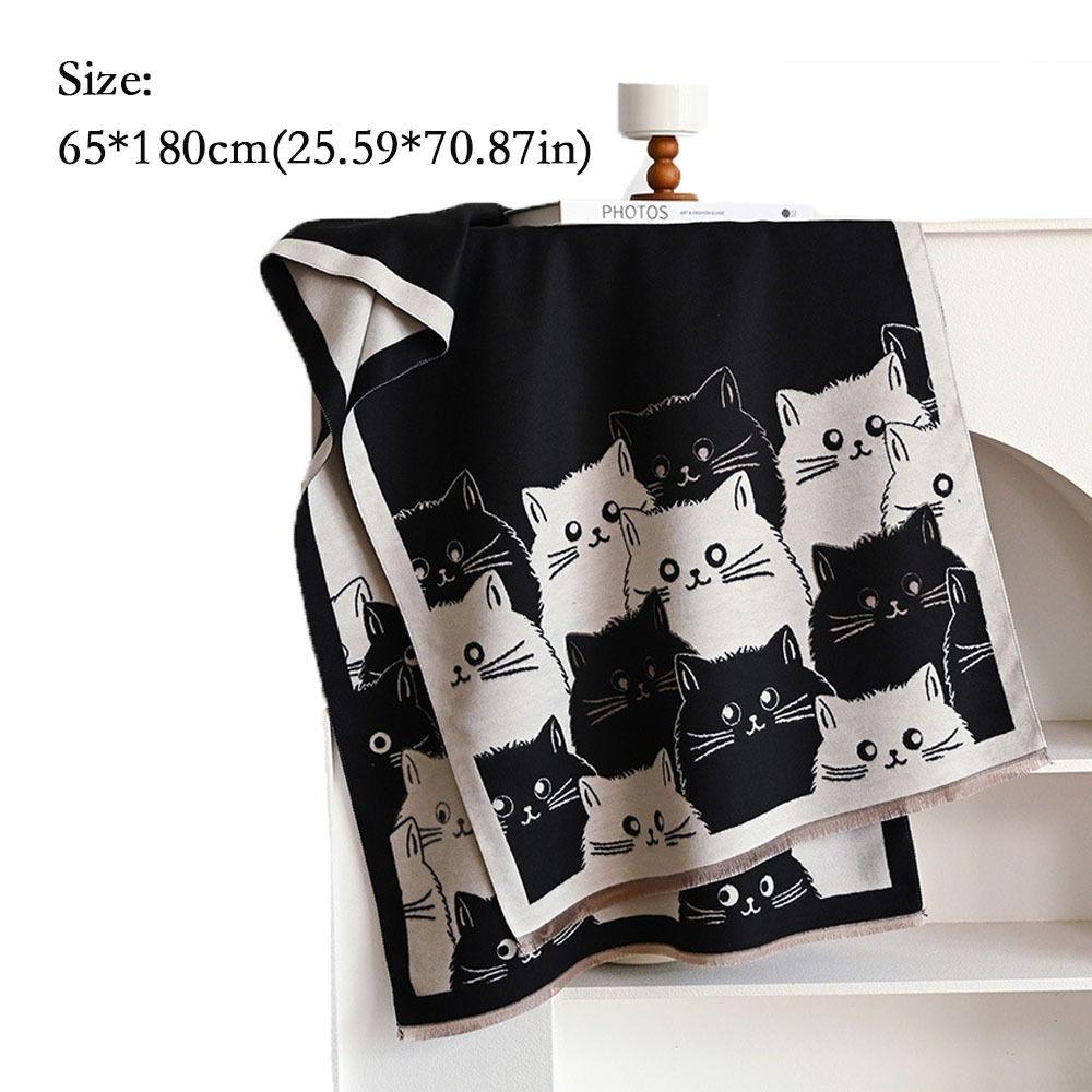 Cute Cat Imitation Cashmere Scarf Thick Warmth Winter Scarf Elegant Style Shawl Autumn Winter