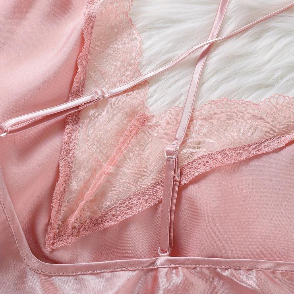 Women's Lace Satin Pajama Set - Camisole, Shorts & Wrap