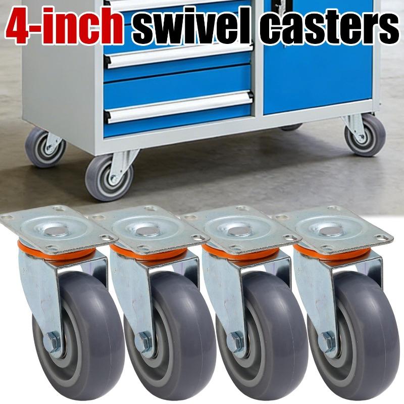 4/6Inch Heavy Duty Caster Wheels Swivel Rubber Casters Furniture Trolley Cart Universal Pulley 360 Degree Silent Rotation Wheels