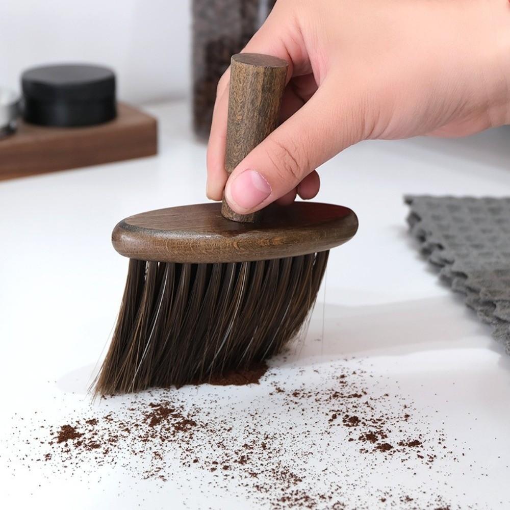 Nylon Espresso Machine Brush Walnut Wood Dust Clean Brush Camera Lens