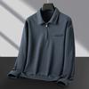 Осенний мужской ПОЛО полукардиган на молнии с лацканами, футболка с длинным рукавом, свободная, повседневная и модная бизнес-толстовка для мужчин