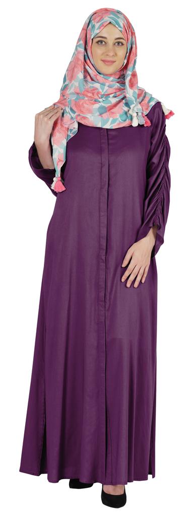Bimba Islamic Clothes For Women Long Dress With Printed Hijab Scarf Rayon Abaya Maxi Front Button Muslim