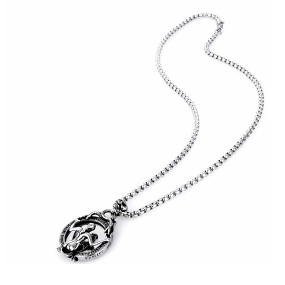 Long Halloween Jewelry Sweater Chain Skull Neck Chain Skull Mirror Pendant Gothic Skeleton Necklace