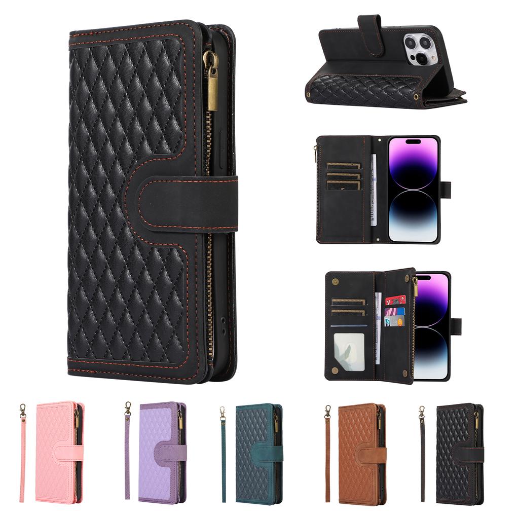 Wallet 9 Card Flip Zipper Leather Case for for Samsung S23 S22 S21 S20 Ultra Plus A13 A14 A54 A53 iPhone 15 14 Plus 13 12 11 Pro Max X XR XS Max 8P 7P