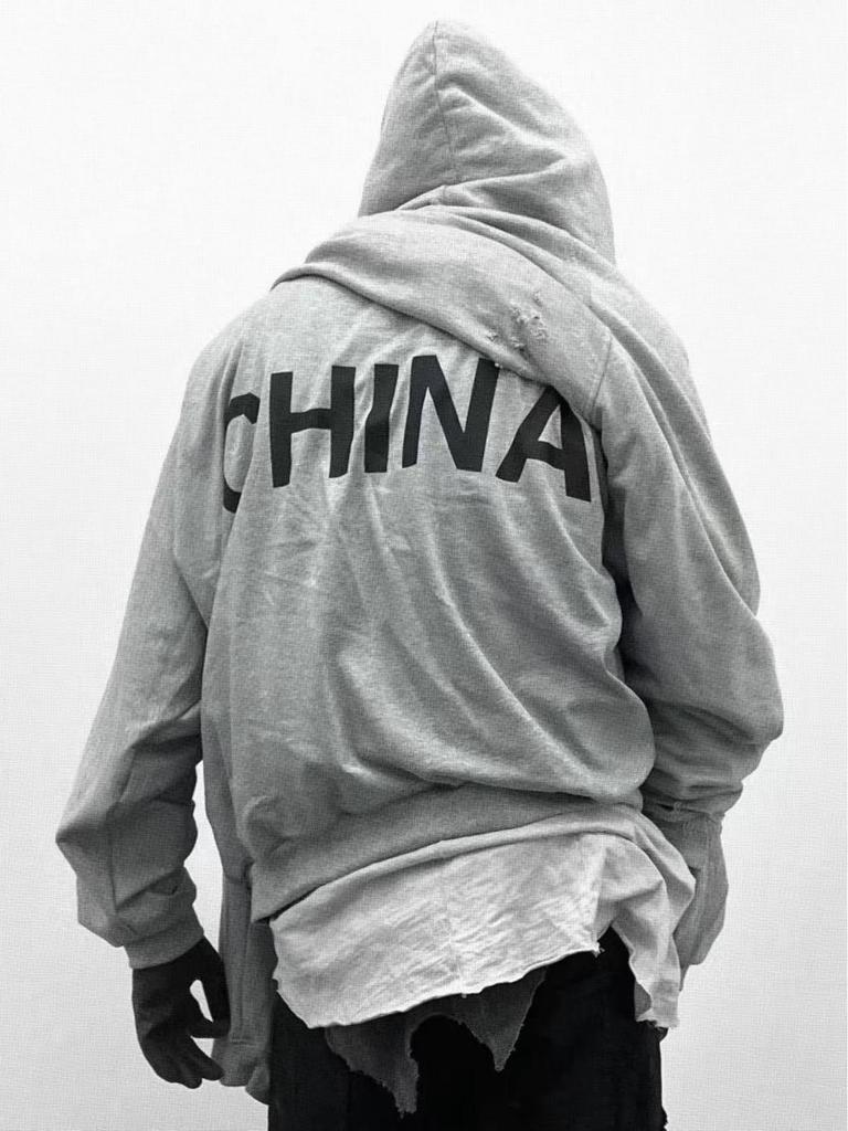 Kanye Kan Ye Shanghai Concert SZNX Heather Grey Unisex Zip-Up Hoodie Sweatshirt