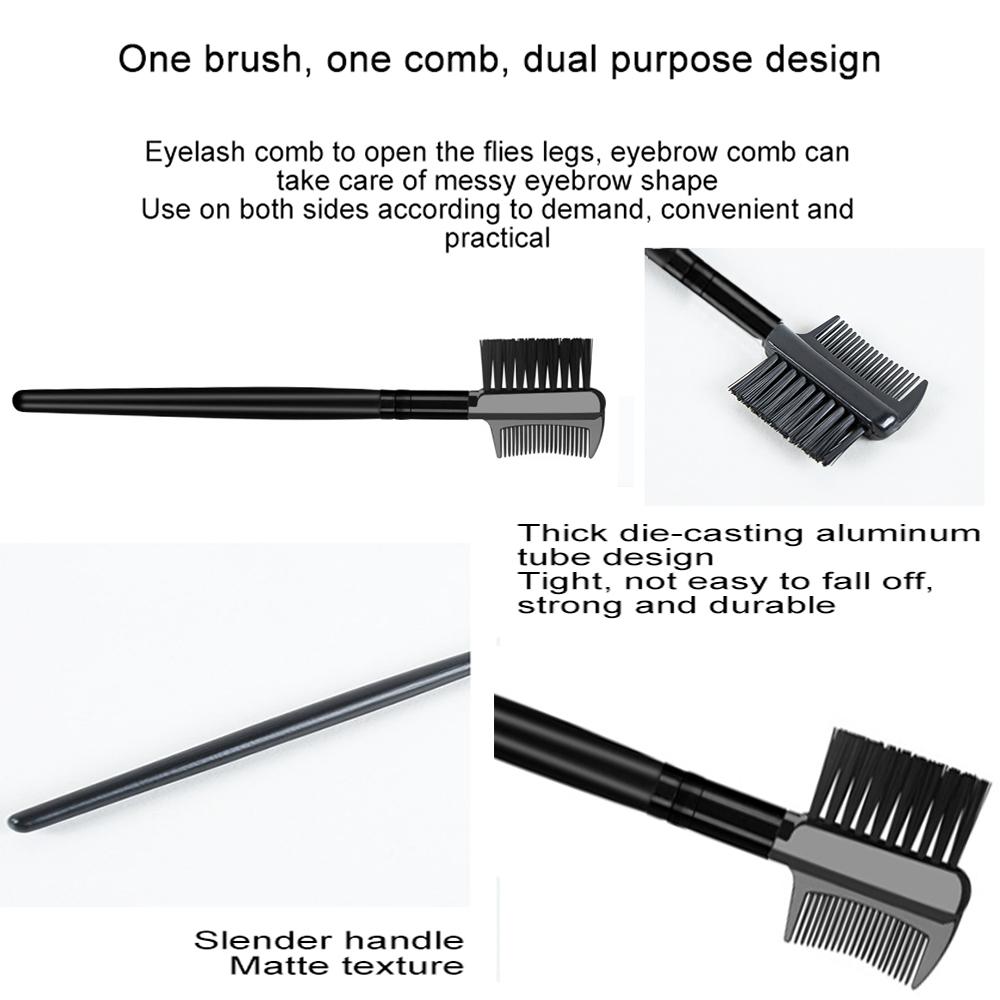 Dual Head Makeup Tool Wood Handle Eyebrow Brush Comb Eyelash Brush Eyebrow Comb Makeup Brushes