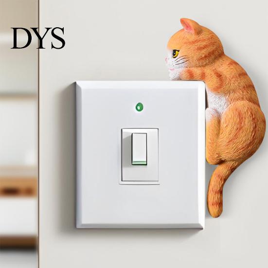 Cartoon Cat Switch Shield 3D Light Sticker, Decorative Resin Wall Plate Cover, Cute Animal Child Safe Cover Stickers, Peel And Stick decorations