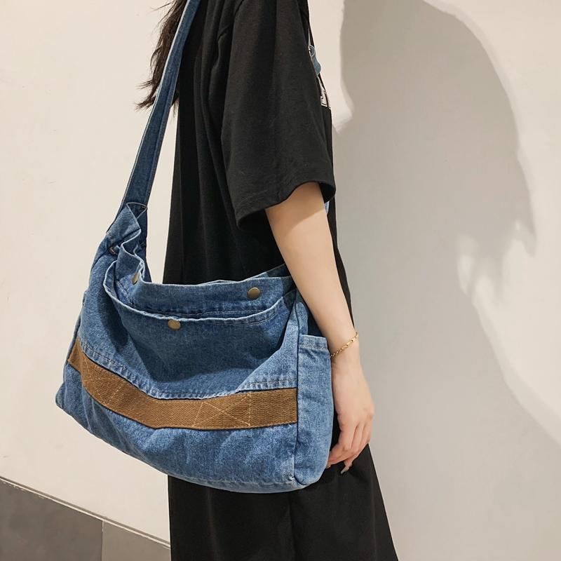 Denim Bag Female Patchwork Crossbody Bag Large Capacity Shoulder Bag