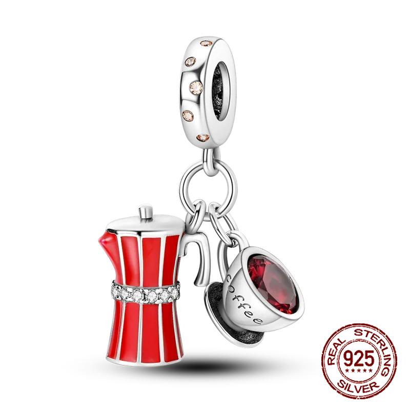 Шармы Бусины Серии Красного Цвета Медь Кровь Сердце Любовь Машина Клубника Фрукты Подвеска Подходят Оригинальному Браслету-Бэнглу DIY Ювелирные Изделия