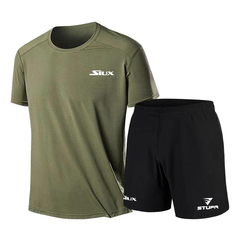 Летняя мода повседневная брендовая мужская спортивная одежда дышащая быстросохнущая рубашка, шорты, комплект из двух предметов новой теннисной тренировочной одежды