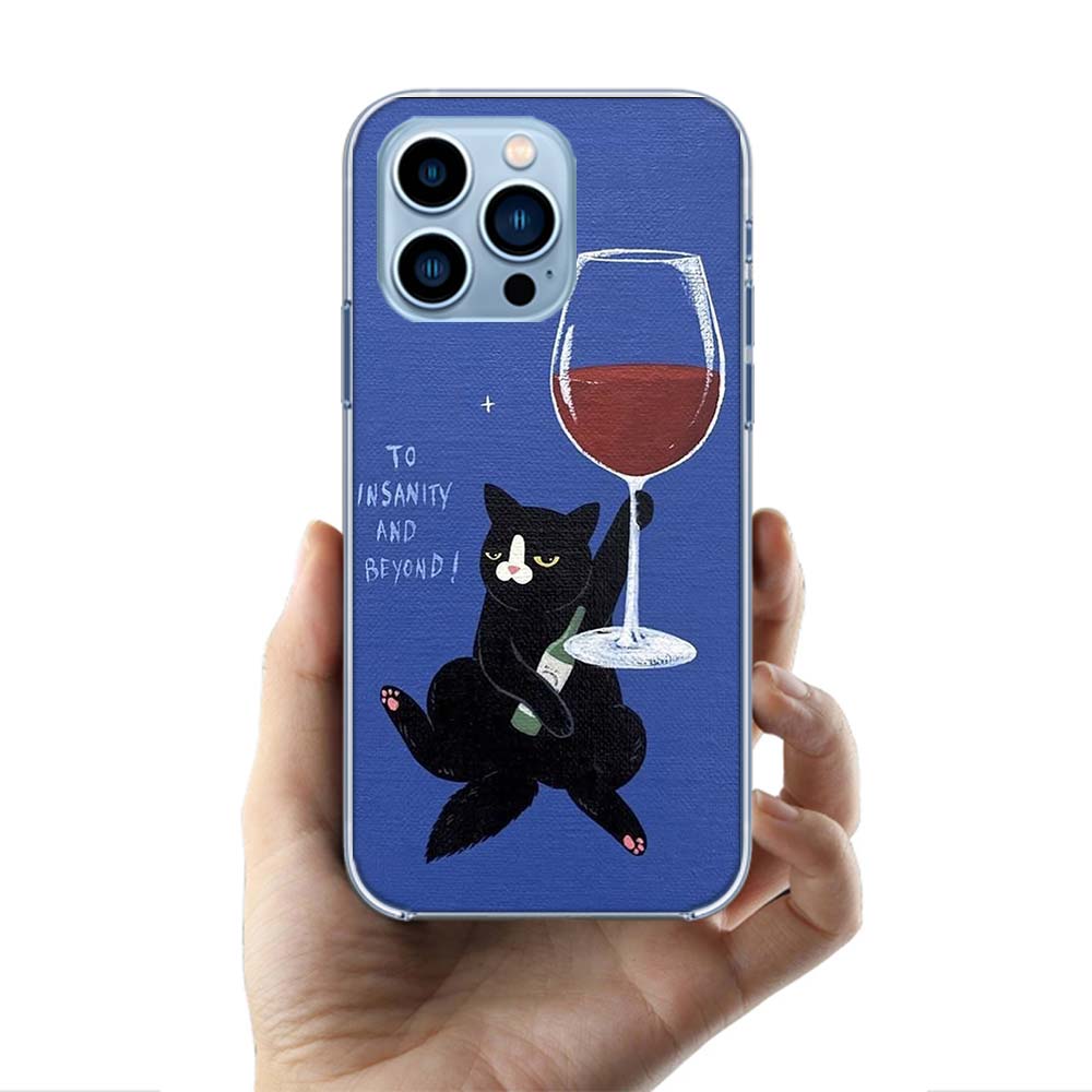 Милый кот Забавное винное искусство Чехлы Чехол для телефона Для Iphone 17E 16E 17 Air 16 Pro Max 15 Pro 14 Plus 11 13 12 Mini Чехлы Совместим