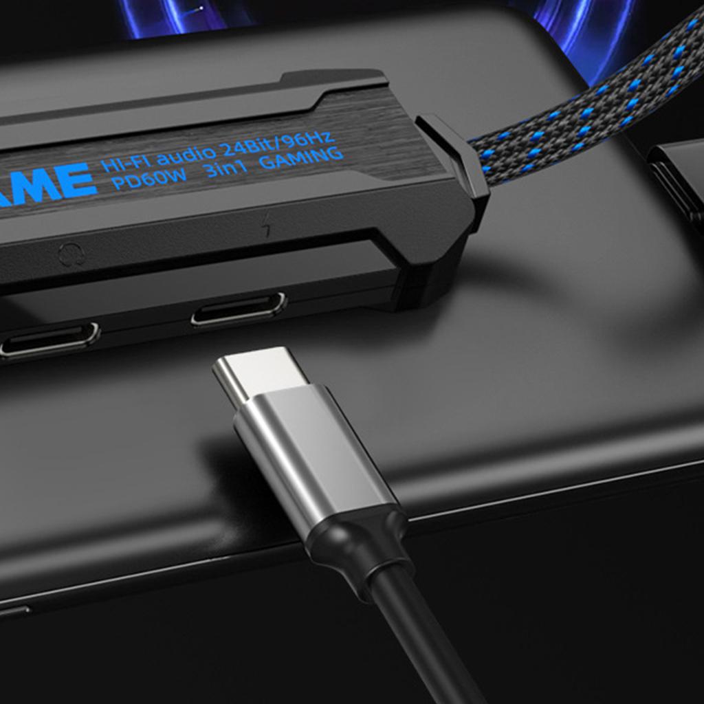 Переходник-донгл 3 в 1 USB Type C на разъем Aux для наушников со стерео звучанием с быстрой зарядкой PD 60 Вт