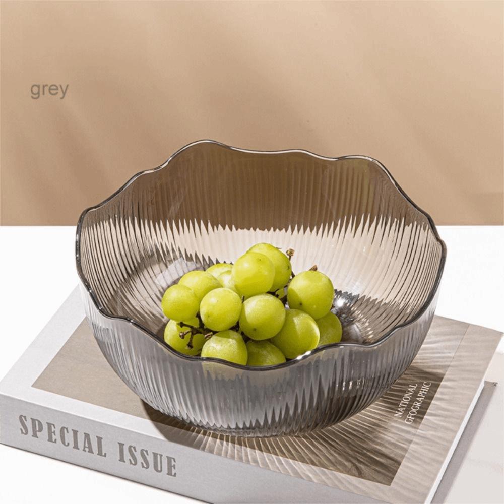Round Snack Basket Flat Bottom Fruit Storage Tray Modern Style Fruit Bowl Table Decor