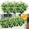 6 Bundles Artificial Flowers UV Resistant Fake Plants Faux Plastic for Indoor Outdoor Hanging Plants Garden Porch Window Box Home Wedding Decor
