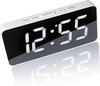 Радиоуправляемый будильник NASSIA, Цифровые часы, Всегда включены, Регулируемая яркость, Бесшумный, Крупный шрифт, Простой дизайн (белый)
