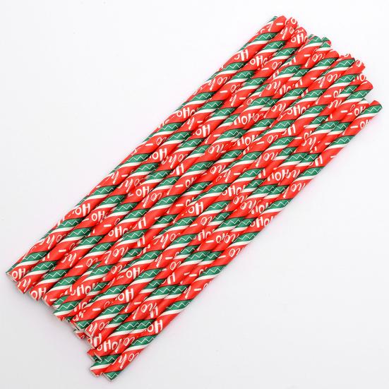 100 шт. Бумажные соломинки Разнообразные Пищевые Биоразлагаемые Рождественский стиль Одноразовая сервировка стола