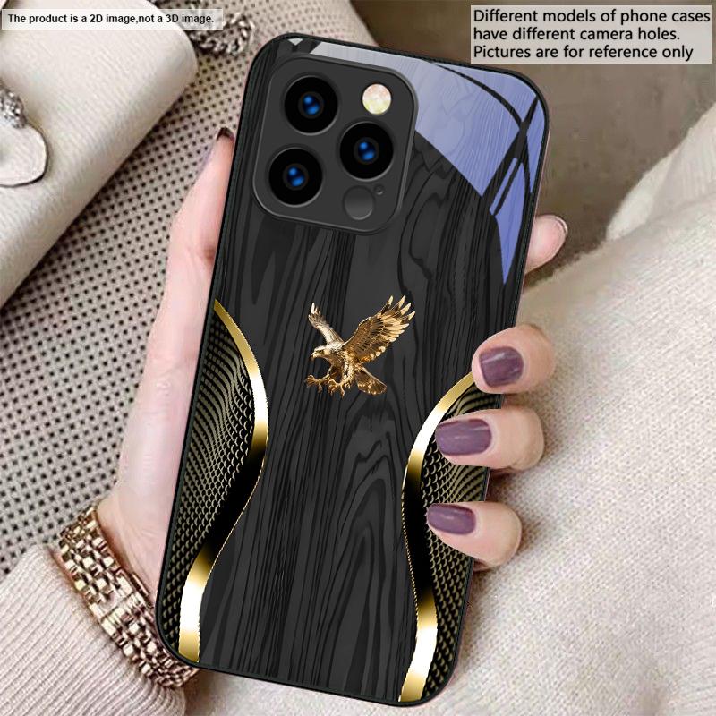 Благородное кольцо Золотой Орел Для iPhone 17 Air 16 E 15 14 13 Plus 12 mini 17 Pro Max 11Pro XR Xs X 7 8 11 Закаленное Стекло Чехол для Телефона