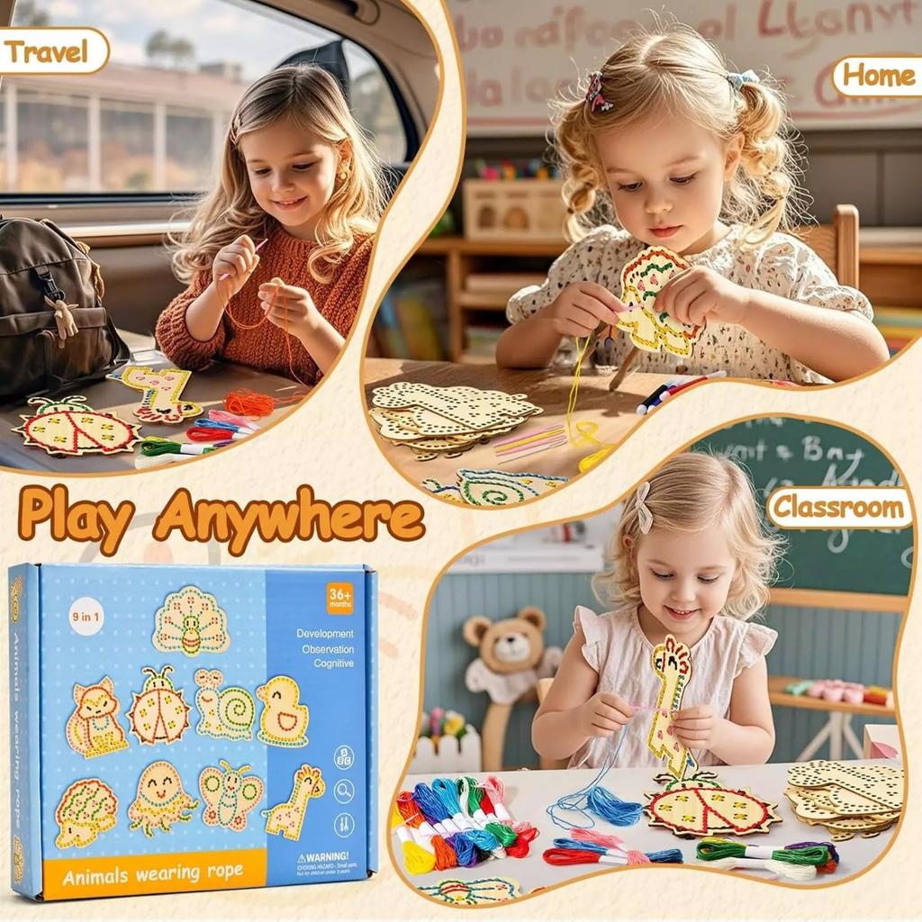 Cleboen Montessori Деревянные шнуровки Карточки Игрушки для малышей Детские поделки | Дошкольное образование
