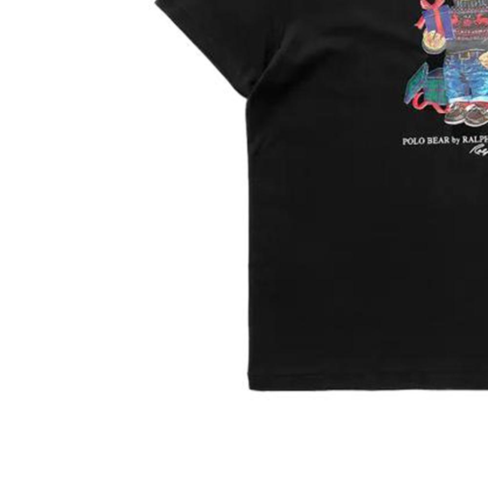 Мужская футболка с принтом медведя и букв Polo Ralph Lauren, с круглым вырезом, короткий рукав, черный 710854497-027