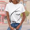 Модная женская футболка с персонализированными линиями и чертами лица с принтом, забавная повседневная футболка с круглым вырезом и короткими рукавами, летняя женская футболка