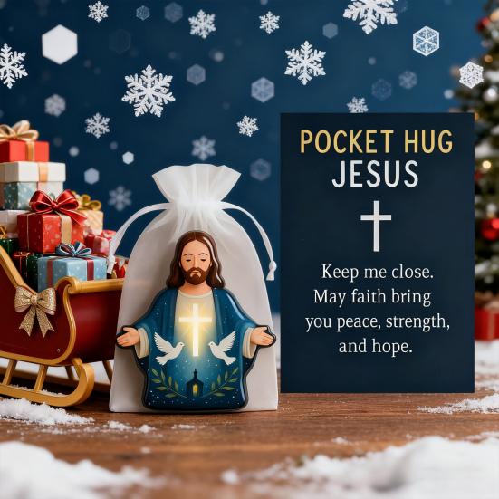 Pocket Hug Jesus Gift Blessing Jesus Prayer Figurine with Card Christian Pocket Hug Keepsake Religious Faith Ornament for Christian Gifts