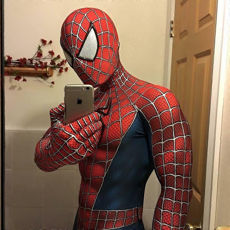 Raimi Spider Man Kids Adults Jumpsuit Cosplay Suit Costume Party Gift Carnival Clothes less