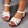 Модная обувь для женщин, летние новые женские сандалии с римскими ремешками на плоской подошве и нескользящей резиновой подошвой, модные женские повседневные сандалии