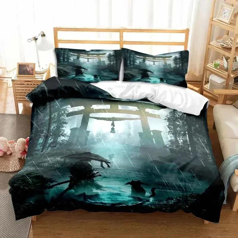 Japanese Samurai Bedding Set Soft Duvet Cover Set Men Teen Bedroom Single Double King Size Duvet Cover Pillowcase Boy Gift