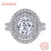 Lindon Classic 925 Sterling Silver Zircon Ring Ladies Jewelry Wedding Promise Party Gift