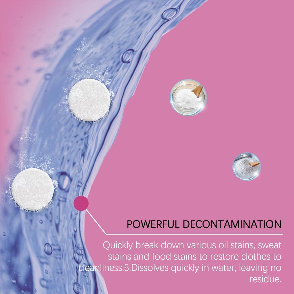 Jaysuing Bio-Enzyme Exploding Salt Cleaning Tablets 20pcs Laundry Tablets Clothing Cleaning, Stain Removal, Quick-Dissolving Cleaning Tablets