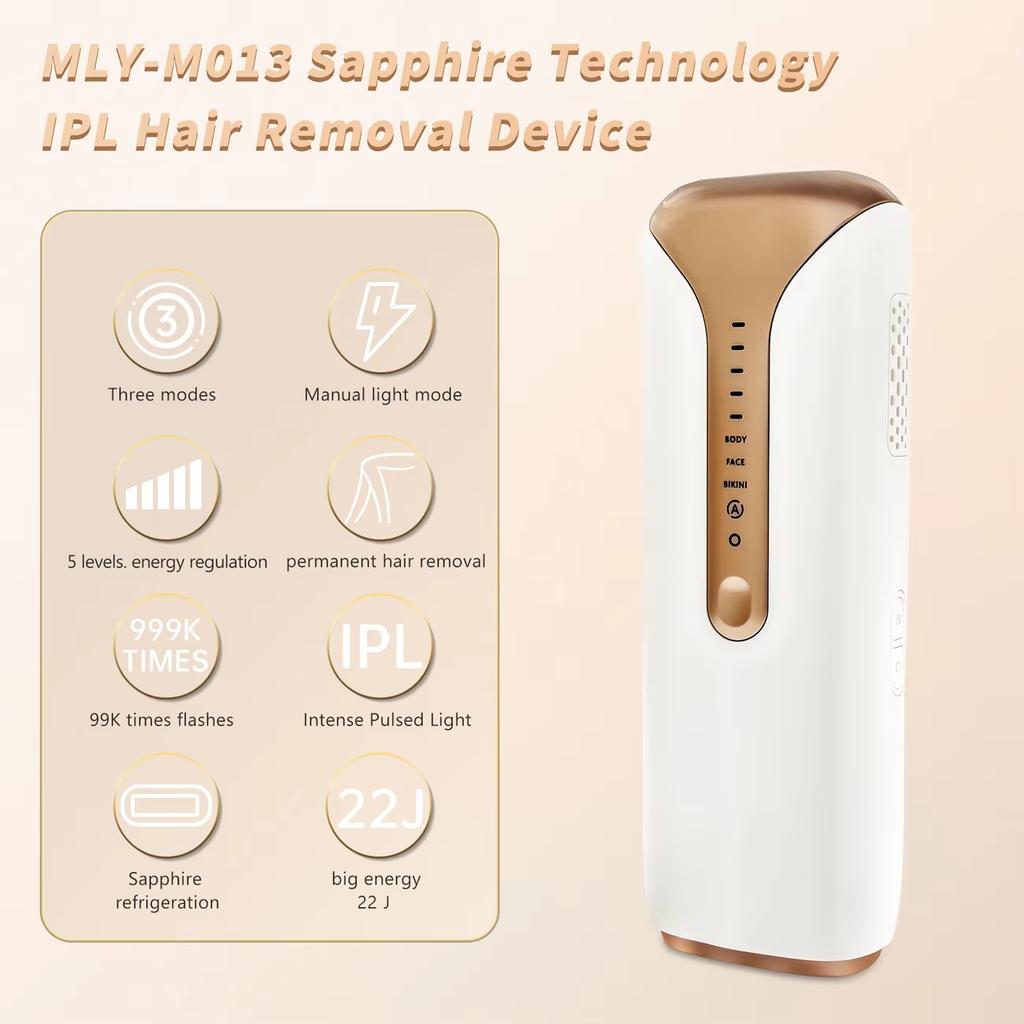 Sapphire Ice IPL Hair Removal Device High Energy Dual Flash Fast Epilator for Home