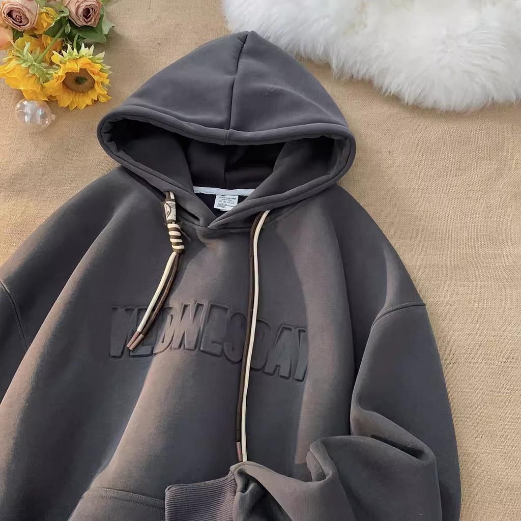 Men's sweater hooded winter fleece thickened top light ripe style ins jacket