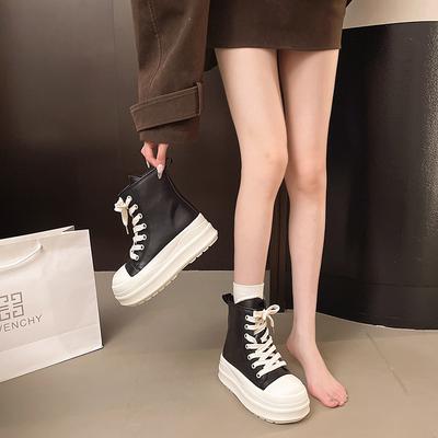 Женские туфли на толстой подошве из искусственной кожи, осень 2025, новые универсальные бархатные туфли-хлебцы с круглым носком на шнуровке и боковой молнии