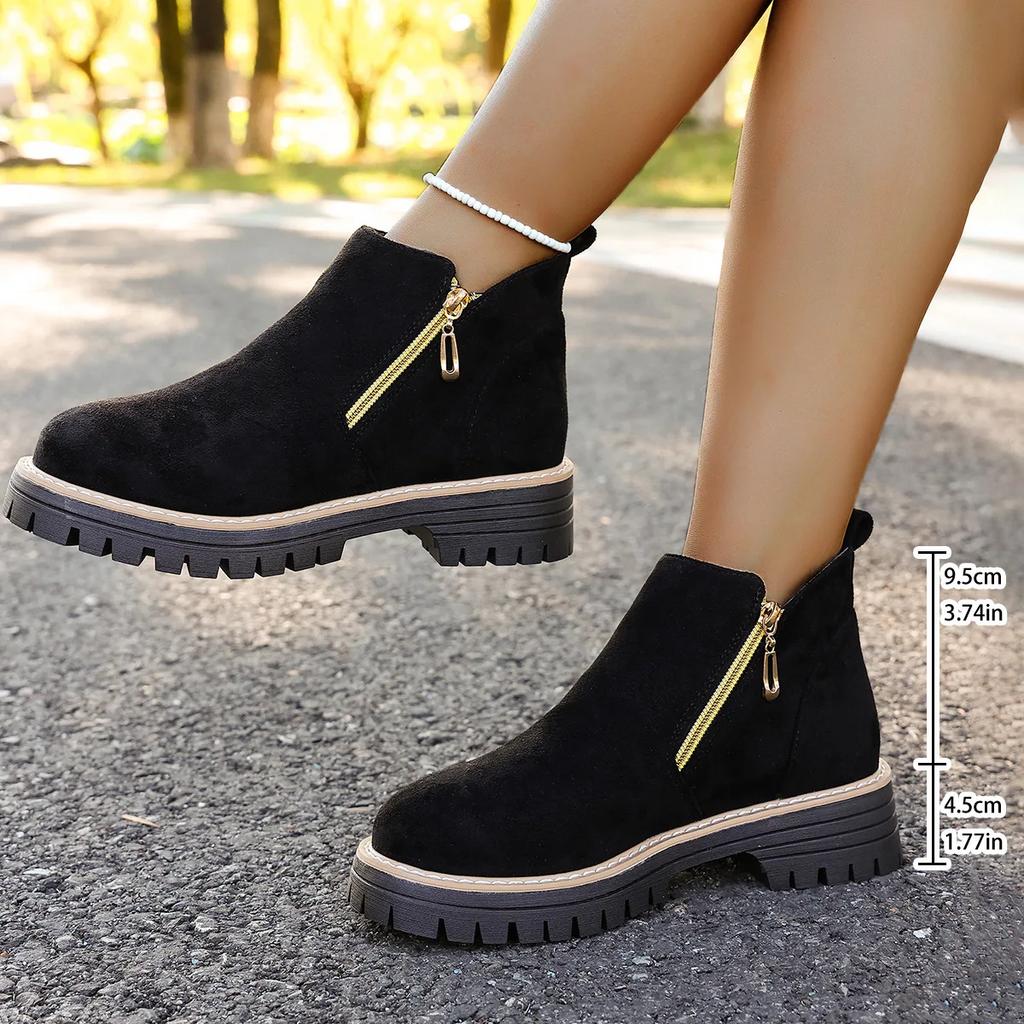 Модные женские ботильоны 2025 Новые короткие ботинки челси Модные замшевые повседневные ботинки Ботильоны на молнии сбоку Большой размер 43 Botas De Mujer