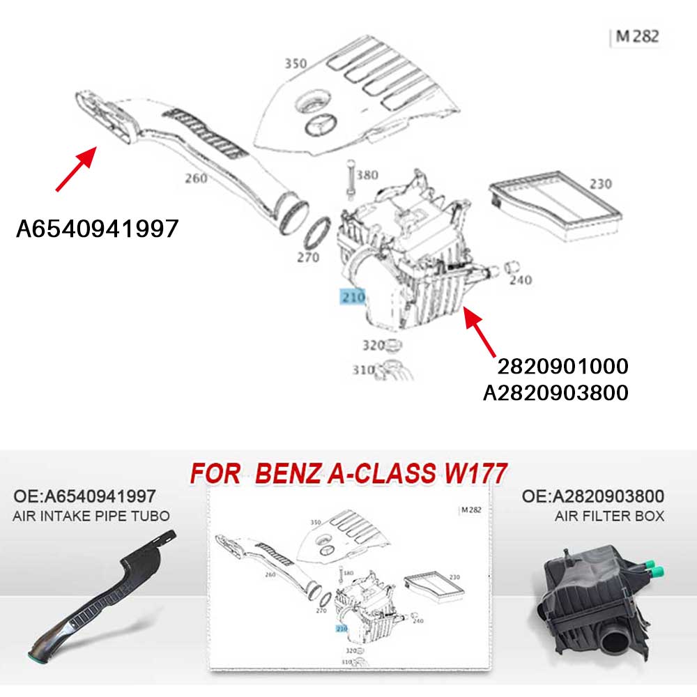 A2820903800 для Mercedes Benz A Class W177 AMG воздушный фильтр коробка 2820901000 автозапчасти 2018 2019 2020 2021 2022