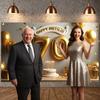 Golden Birthday Display Golden Theme Senior Party Backdrop Birthday Party Background Metallic Balloons 70th Anniversary Banner