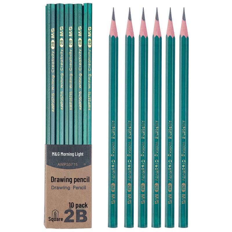 Деревянный шестигранный карандаш MG Classic Green, 2B HB для экзаменов и школы (AWP35715).