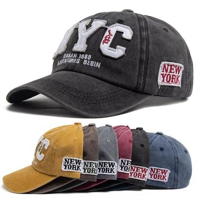 НЬЮ-ЙОРК Потертая выцветшая кепка Регулируемая выстиранная бейсболка с застежкой сзади Для мужчин женщин для занятий спортом на открытом воздухе